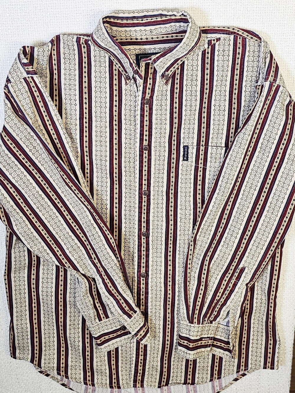 Vintage Chaps Ralph Lauren Shirt Men’s M Geometric Stripe Button Down Y2k